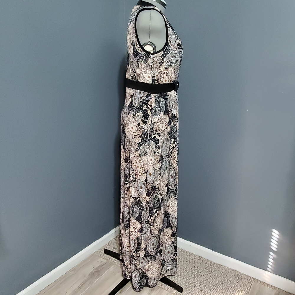 Elie McCarthy Black and Cream Paisley Maxi Dress Size XL - Picture 5 of 6
